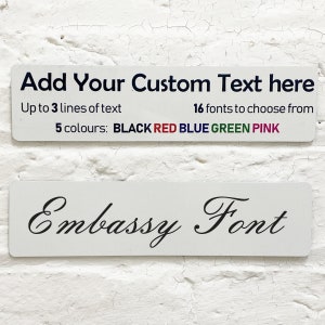 Personalised White Metal Plaque - Customisable Aluminium Plaque signs suitable for offices, homes and businesses