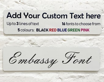 Personalised White Metal Plaque - Customisable Aluminium Plaque signs suitable for offices, homes and businesses