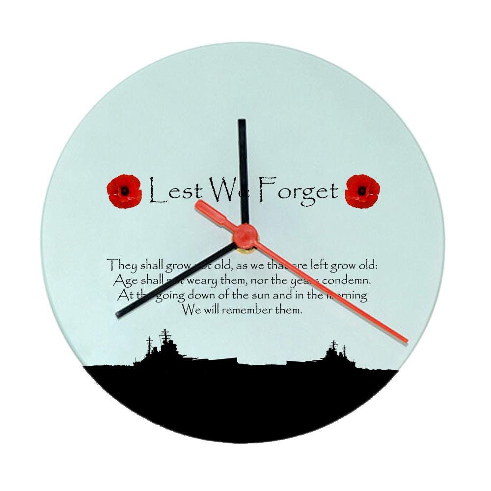 Lest We Forget - Flanders Field - Military Poppy Home Round Clock 20cm + 30cm