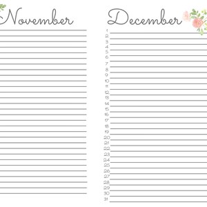 Printable Calendar, Perpetual Birthday Calendar, Annual Calendar ...