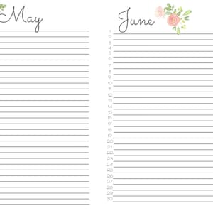 Printable Calendar, Perpetual Birthday Calendar, Annual Calendar ...