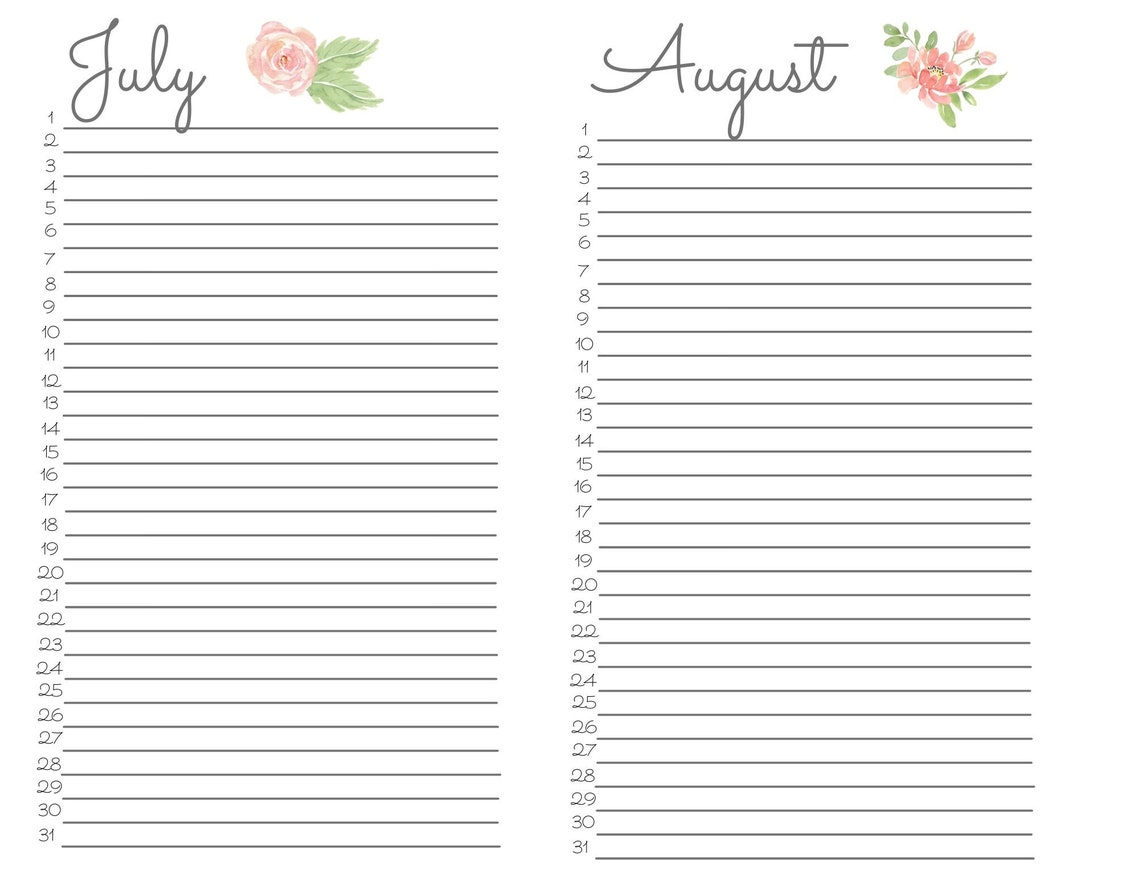 Printable Calendar, Perpetual Birthday Calendar, Annual Calendar ...