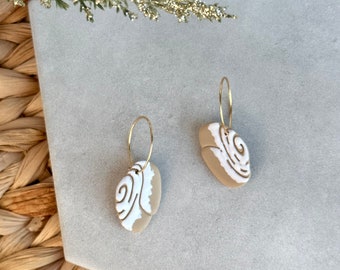 Lightweight Clay Dangle Earrings - Cinnamon Roll Earrings - Food Earrings - Christmas Earrings Gifts for Her - Cinnamon Roll Jewelry