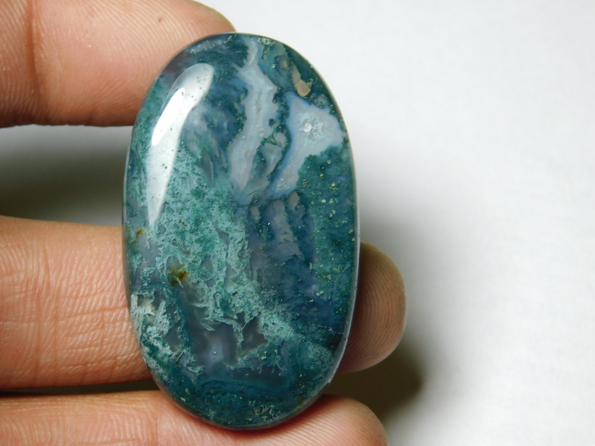 Natural Green Moss agate CabochonsGreen Moss agate | Etsy