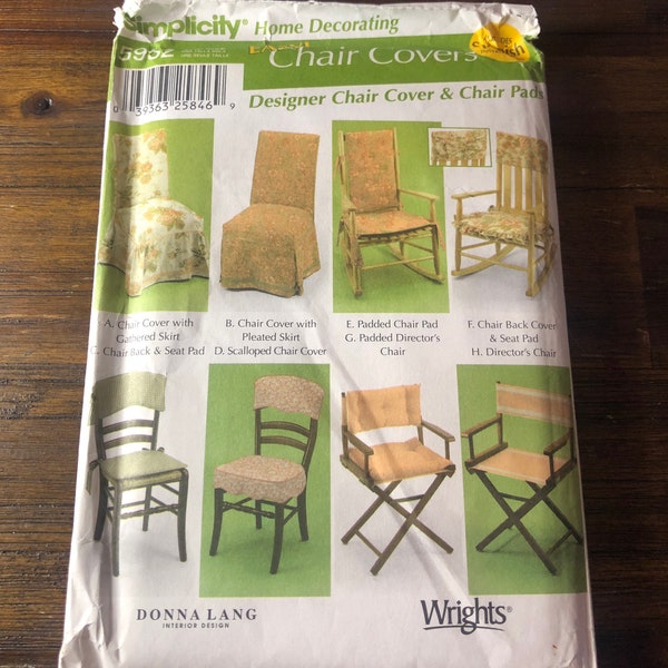Vintage Uncut Simplicity Sewing Pattern 5952 Easy Chair Covers 2002