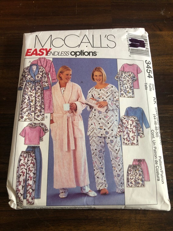 Vintage Uncut Mccalls Sewing Pattern 3454 Loungewear Sets Etsy