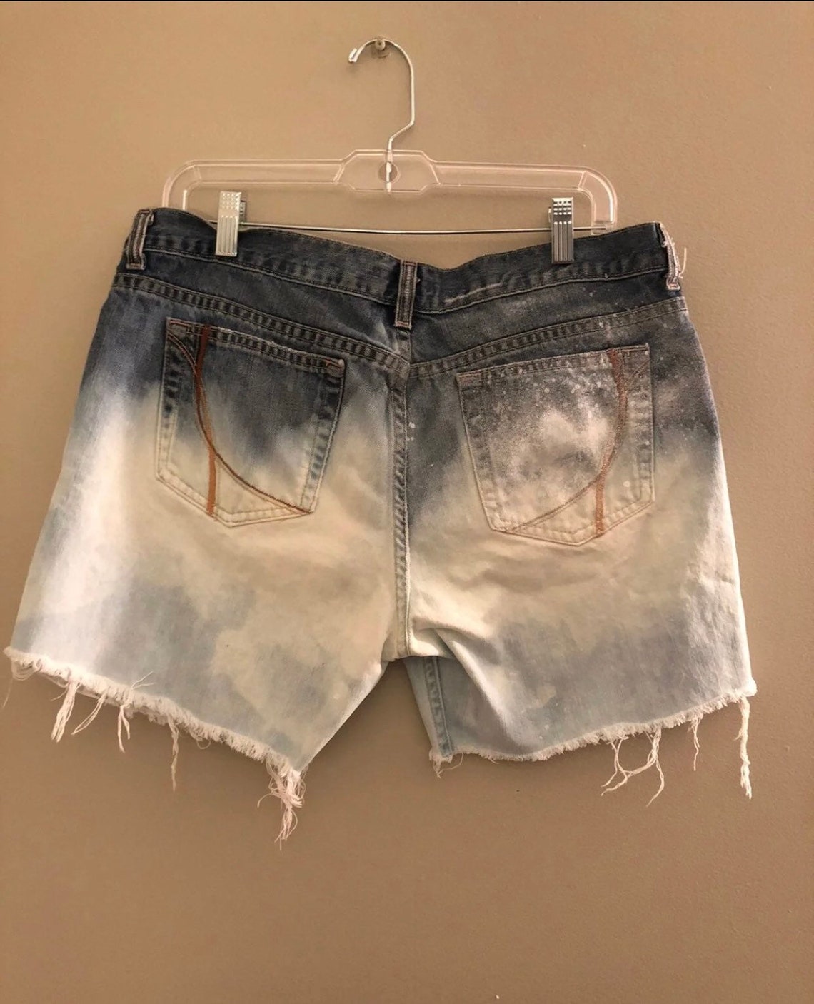 Reworked Dip Dye Paint Distressed Denim Shorts / Size 13/14 / Etsy