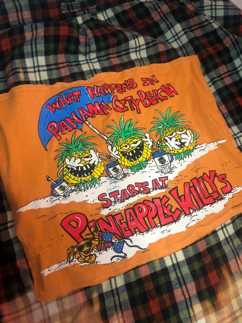 Reworked Bleach Dip Dye Flannel With Vintage Pineapple Willys Etsy