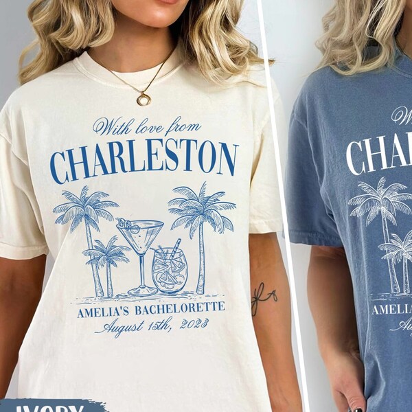 Charleston Bachelorette Party Shirt, Custom Cocktail Bach Shirt, Bridal Shower Shirt, Bride To Be Bridesmaid Tee, Girls & Cocktail Club