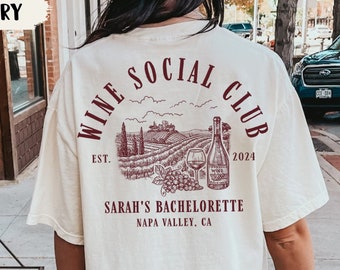 Winery Bachelorette Party Shirt, Wine Social Club Tshirts, Custom Bride's Name Bridal Party Tee, Luxury Vino Party Bach, Vino Before Vows