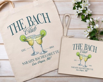 The Bach Club Tote Bag, Club Bachelorette Tote, Bridesmaid Favors, Bridal Parrty Gifts, Hangover Kit Bag, Bachelorette Totes, Cocktail Club