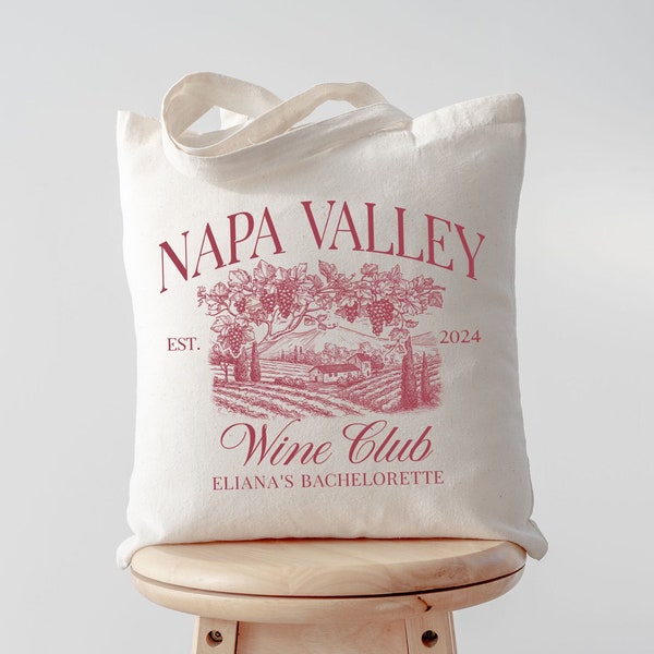 Custom Location Winery Bachelorette Party Favors, Napa Valley Bach Tote Bag, Custom Bach Tote for Bride Bridesmaid, Hangover Kit Bag