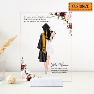 Personalized Graduation Acrylic Plaque, Congratulation Gifts, 2023 Graduation Gift, Graduation Gift,  Gifts for Her, College Graduation Gift