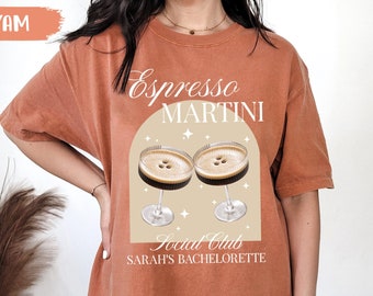 Espresso Martini Bachelorette Party Shirt, Retro Bachelorette Shirts, Custom Bride Shirt, Cocktail Social Club, Drinking Bridal Party Shirt