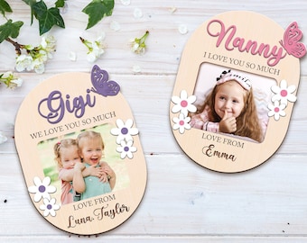 Custom Photo Fridge Magnets, Mother's Day Magnets for Grandmother, Photo gifts for Nanny Gigi, Gift from Grandkids, First Mothers Day Gifts