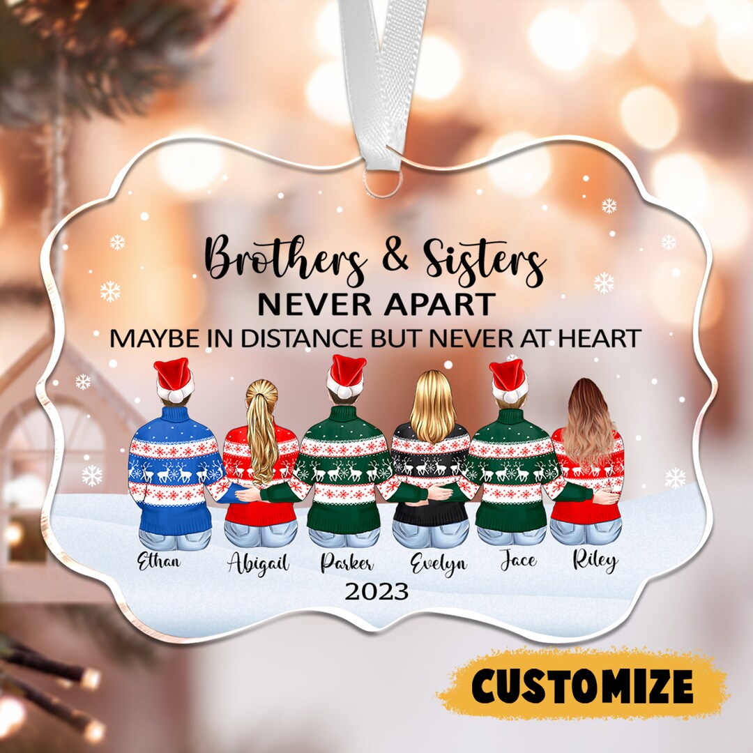Brothers & Sisters Christmas Ornament, Custom Siblings Ornament, Family ...