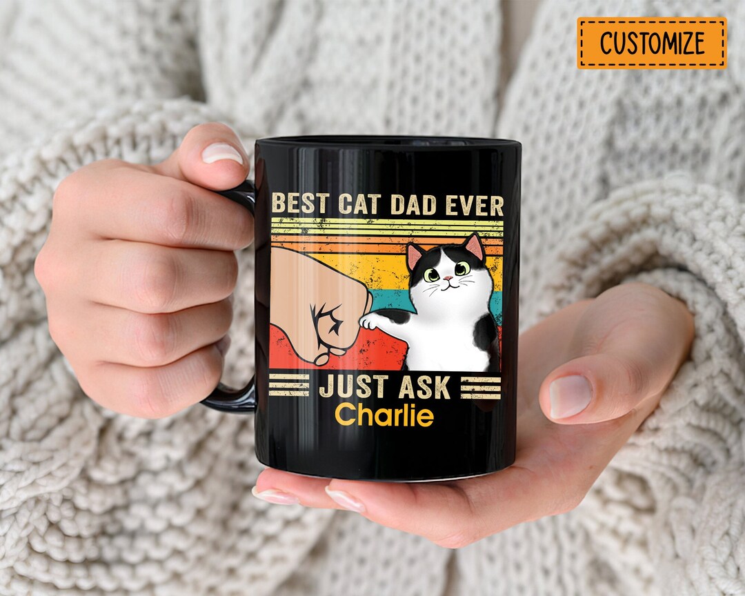 Personalized Cat Mug, Best Cat Dad Ever Mug, Father's Day Mug, Father ...