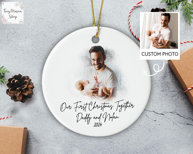 Baby First Christmas Ornament 2024, Custom Photo Christmas Ornament