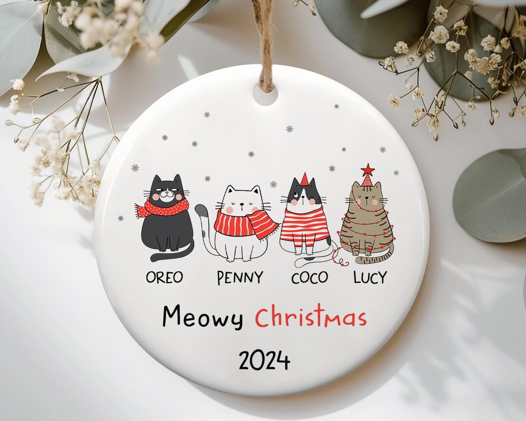 Custom Meowy Christmas Ornament, Meow Catmas, Funny Cat Ornament, Cat ...