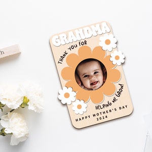 Mothers Day Gift for Grandma, Fridge Photo Magnet, Thank You for Helping Me Grow, Custom Baby Photo Frame, Grandma Photo Magnet, New Grandma image 8