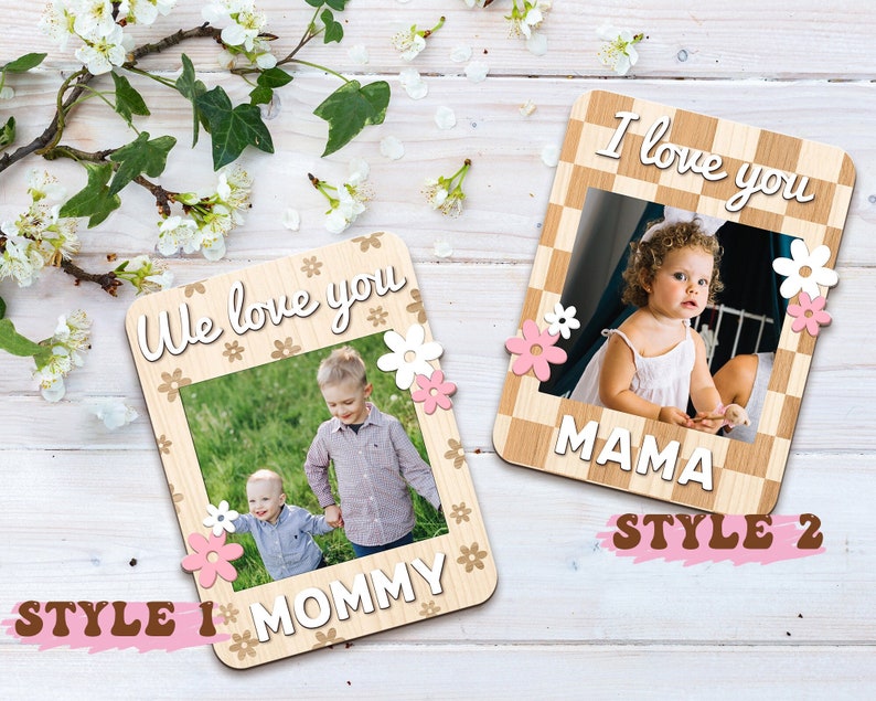 Mother's Day Photo Magnets, Photo Gifts for Mom, Custom Fridge Magnets, First Mothers Day Gifts, New Mom Gift, Mommy Magnets Picture Frame image 1
