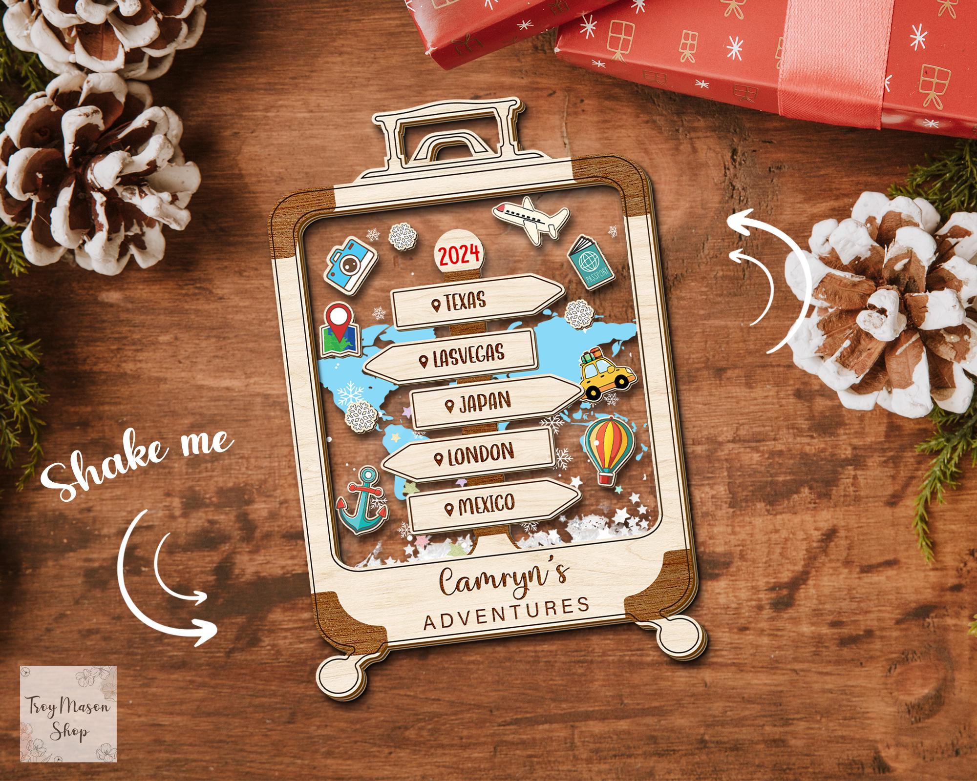 Personalized 2024 Travel Adventures Ornament, 4D Travel Shaker Ornament, Traveler Christmas Gift, Christmas Ornament, Traveler Keepsake Gift