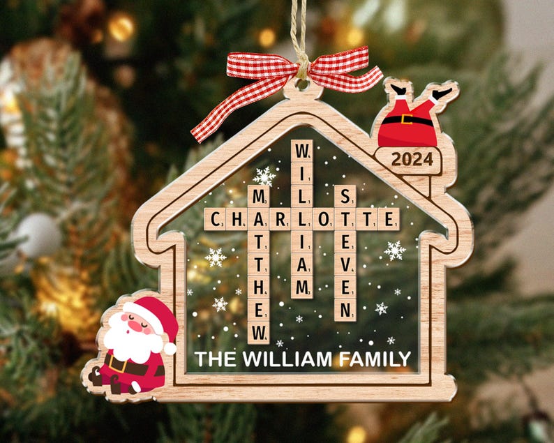 Scrabble Personalized Christmas Ornaments, Custom Family Name Crossword