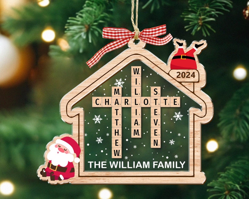 Scrabble Personalized Christmas Ornaments, Custom Family Name Crossword