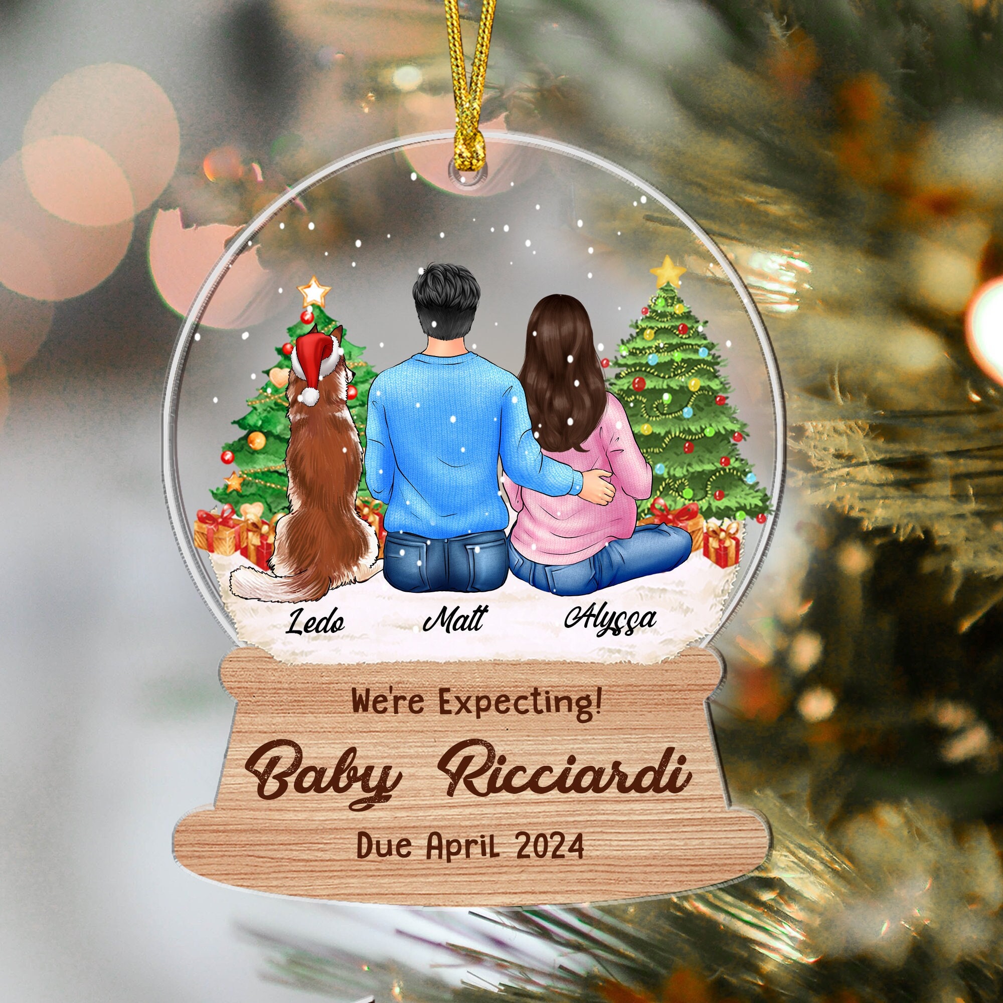 Expecting ornament with dog 2025