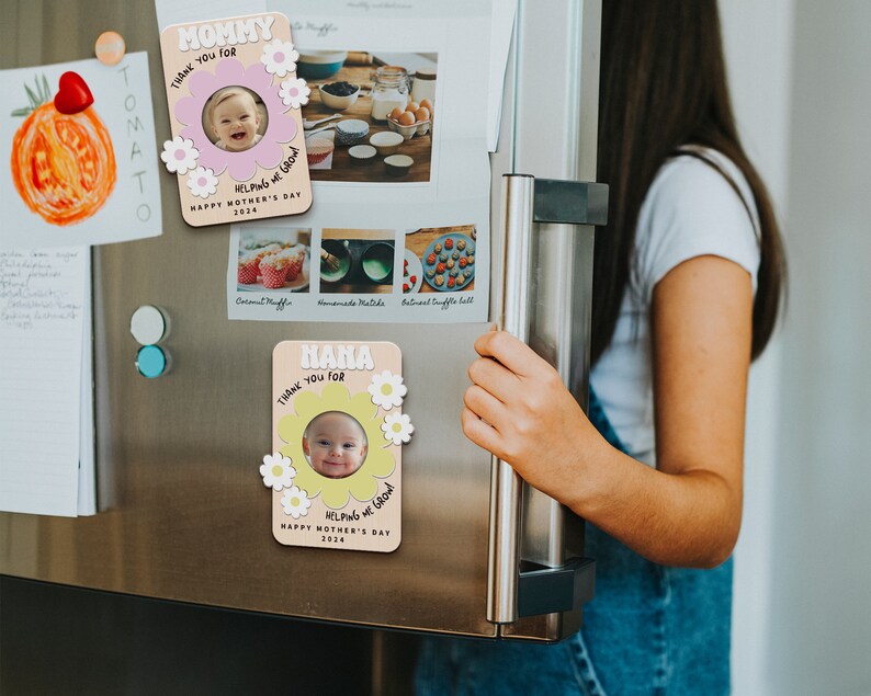 Mothers Day Gift for Grandma, Fridge Photo Magnet, Thank You for Helping Me Grow, Custom Baby Photo Frame, Grandma Photo Magnet, New Grandma image 5