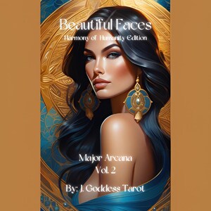 SEM FRONTEIRAS Beautiful Faces - Vol. 2 Oracle Deck of Major Arcana by J. Goddess Tarot 22 cartas + 5 cartas EXTRAS ~ Cartas de Tarô Cartas de Oráculo
