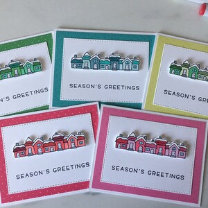 Set of 5 Snowy Village Christmas Cards