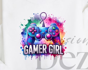 Gamer Girl Gaming PNG, Girl Gamergirl Clipart png, Tshirt Sublimation Design, Gaming Tshirt png, Instant Digital Download, Streamer PNG