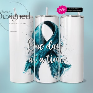 Ein Tag nach dem anderen Sucht Erholung 20 Unzen Skinny Tumbler Wrap Sublimation Design, Bewusstsein Band Tumbler, Genesung Tumbler Wrap png