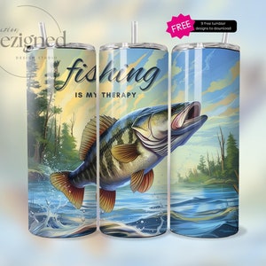 Fishing Tumbler Wrap, 20oz Tumbler Wrap PNG Sublimation Design 20oz Skinny Tumbler Instant Digital Download, Bass Tumbler PNG