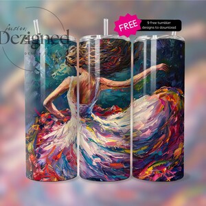 DANCE Ballet Tumbler Wrap png, 20oz Skinny Tumbler Wrap, Digital Sublimation Graphic, Dance Mom PNG, Instant Download, Dancing Art