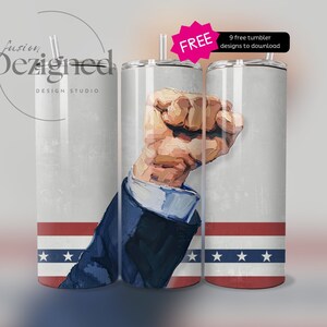 Seamless Trump 2024 Tumbler Wrap, Voting for the Felon PNG, Sublimation 20 oz Tumbler Design Instant Digital Download, Trump Fist Pump