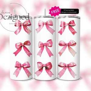 Pink Coquette Bows Tumbler Wrap: 20oz Sublimation Design (PNG Digital Download)