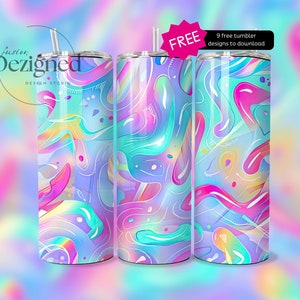 Holographic Seamless Tumbler Wrap, 20oz Tumbler Sublimation Design, Straight Tumbler Wrap, PNG Digital Download,