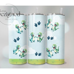 Baby TRex 20oz Tumbler wrap, Dinosaur PNG, Sublimation Design Download, Sublimation Design Template, Digital PNG, Cute Dinosaurs