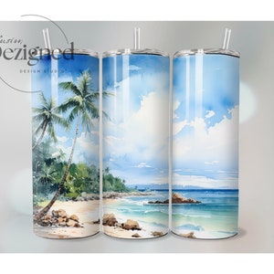 Beach Tumbler PNG, 20oz Tumbler Wrap PNG, Sublimation Design, Instant Digital Download, Beach Sublimation