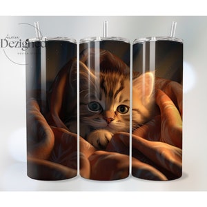 Cat Tumbler Wrap, Seamless 20oz Tumbler Wrap PNG Sublimation Design Instant Digital Download Cat Lover Gift, Cute Kitten Snuggle PNG