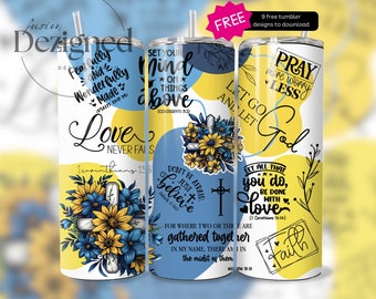 Christian Tumbler Wrap, 20 oz Tumbler Wrap PNG, Digital Sublimation File, Christian Inspiration Seamless Bible Affirmations png