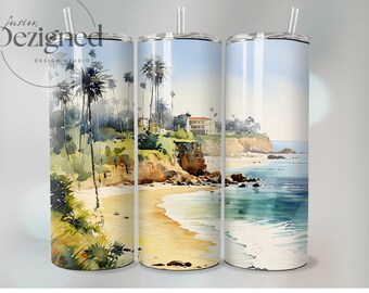 Beach Tumbler PNG, 20oz Tumbler Wrap PNG, Sublimation Design, Instant Digital Download, Beach Sublimation