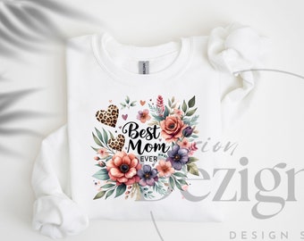 Beste moeder ooit PNG, Moederdag sublimatie ontwerp downloaden, bloemen moeder clipart, Moederdag png, moeder met luipaardprint sublimeren ontwerpen