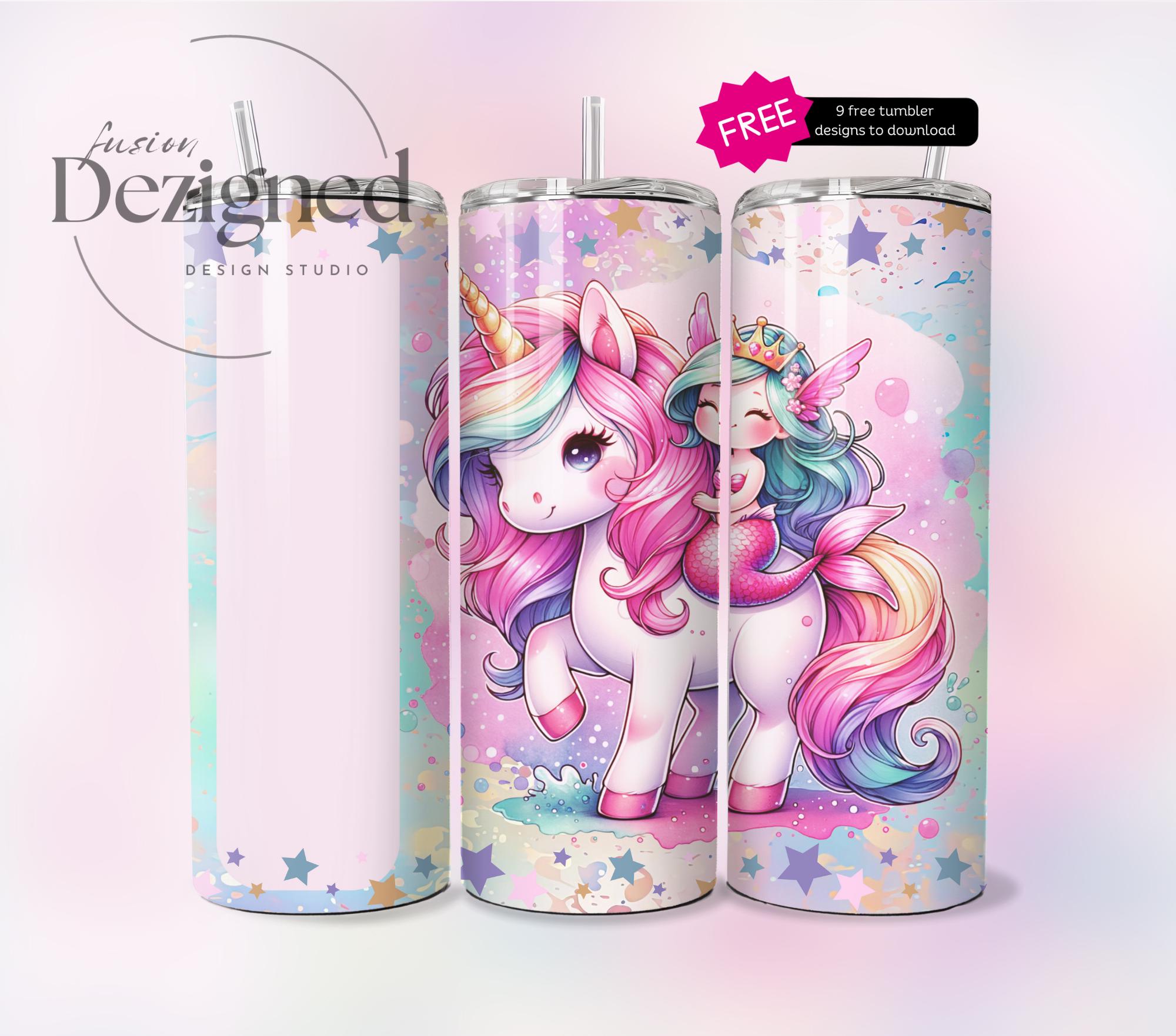 Seamless Unicorn Mermaid Tumbler Wrap Png, Add Your Name Purple & Pink ...