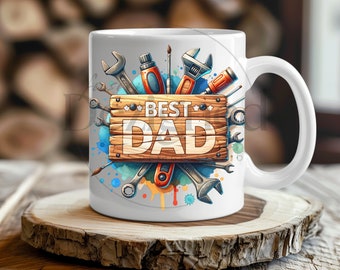Die beste Papa Becherverpackung, 11 Unzen und 15 Unzen Bechervorlage, Becher Sublimationsdesign, Werkzeuge Becherverpackungsvorlage, sofortiger digitaler Download PNG