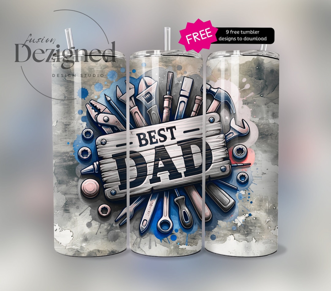 Seamless Fathers Day Tumbler Wrap Designs Best Dad 20oz Skinny Tumbler ...