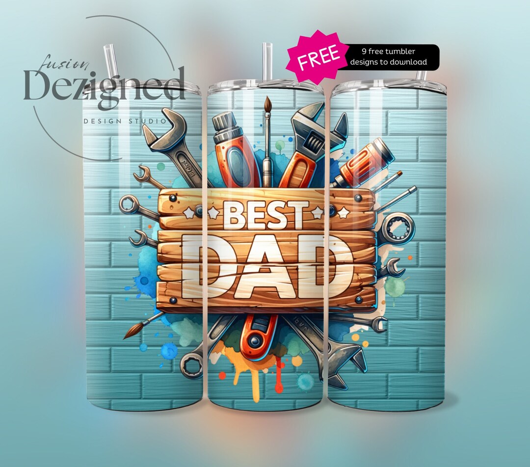 Fathers Day Tumbler Wrap Designs Best Dad 20oz Skinny Tumbler Wrap Png ...