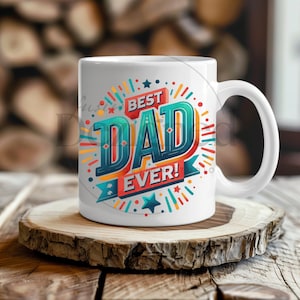 The Best Dad Mug Wrap, 11oz & 15oz Mug Template, Mug Sublimation Design, Papa Mug Wrap Template, Fathers Day Digital Download PNG